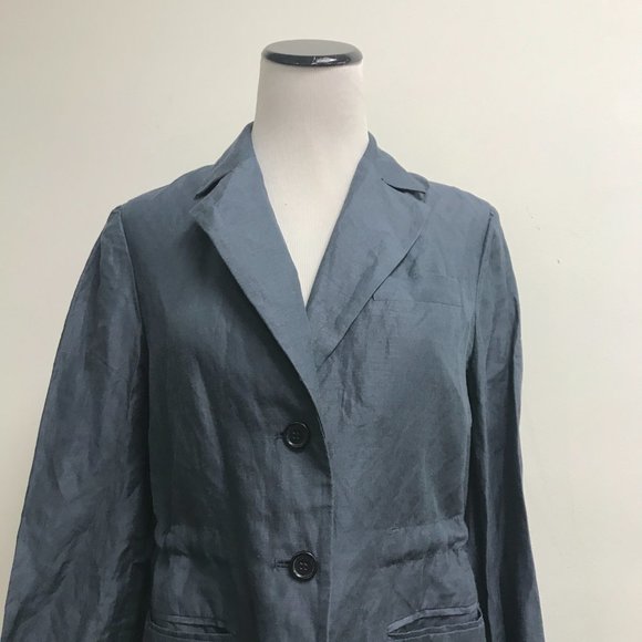 Marc by Marc Jacobs blue drawstring button up blazer silk linen classic XS - Picture 2 of 9
